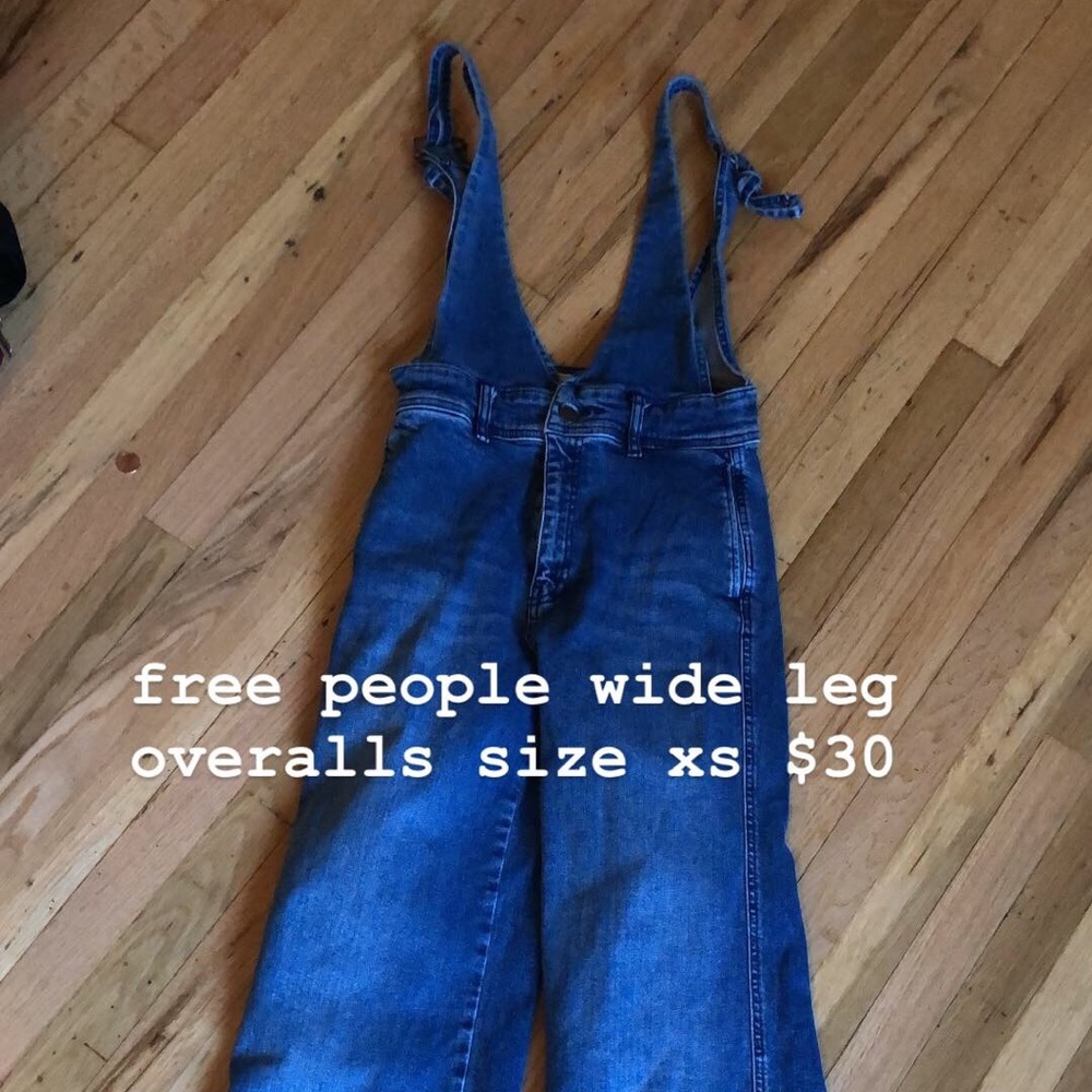 Wide leg blue overalls
